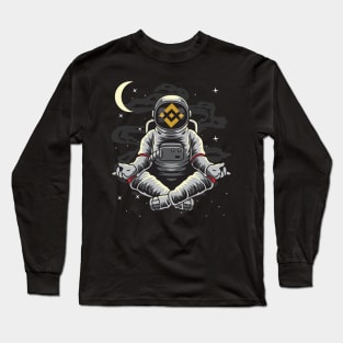 Astronaut Yoga Binance BNB Coin To The Moon Crypto Token Cryptocurrency Wallet Birthday Gift For Men Women Kids Long Sleeve T-Shirt